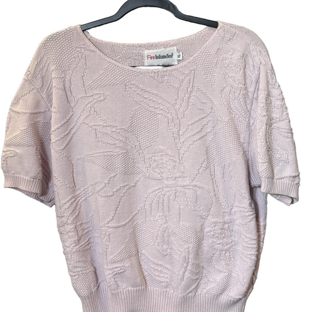 Fire Islander Textured Knit Blus Short Sleeve Sweater XL
